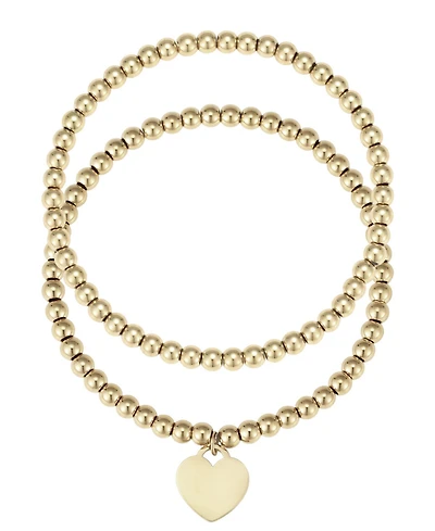 Adornia Gold 2-Piece Bead Heart Bracelet Set