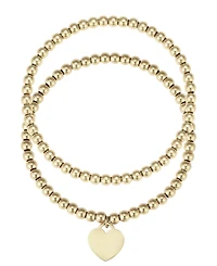Adornia Gold 2-Piece Bead Heart Bracelet Set