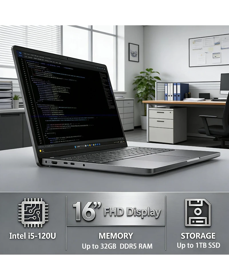 Dell Pro 16 16" Traditional Laptop Intel Core 5 16GB Ram Intel Graphics 256GB Ssd Storage Windows 11 Pro 60Hz