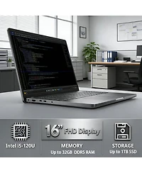 Dell Pro 16 16" Traditional Laptop Intel Core 5 16GB Ram Intel Graphics 256GB Ssd Storage Windows 11 Pro 60Hz