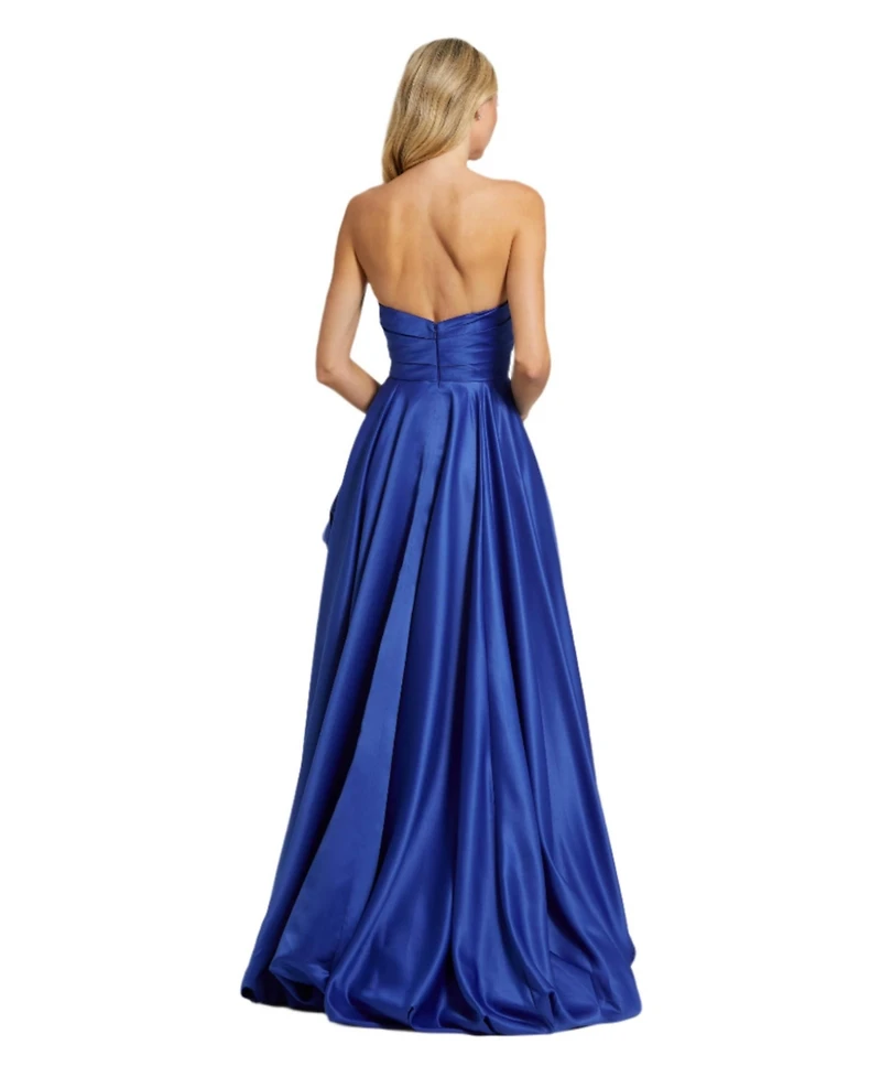 Mac Duggal Women's Strapless High-Low Satin Gown with Draped Skirt