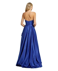 Mac Duggal Women's Strapless High-Low Satin Gown with Draped Skirt