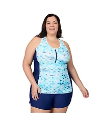 Free Country Plus Mesh Racerback Tankini Top