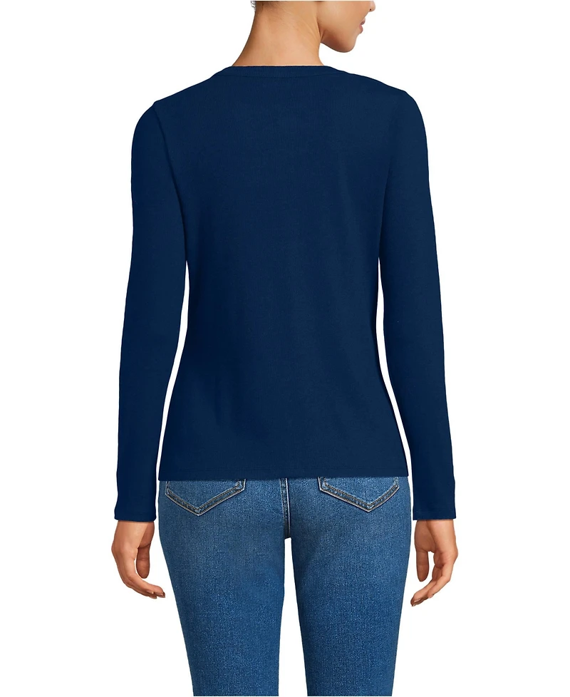 Lands' End Women's Long Sleeve Micro Rib Button Through Cardigan