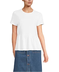 Lands' End Women's Short Sleeve Lightweight Jersey Crew Neck Peplum Tee