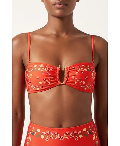 Jessie Zhao New York Women's Scarlet Bloom Reversible Square Bandeau Top