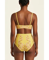 Jessie Zhao New York Women's Yellow Bloom High Waisted Bikini Bottom