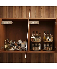 Yigii 12.2'' 3 Tier Wood Lazy Susan Turntable Organizer Spice Rack Kitchen Countertop Pantry Bathroom