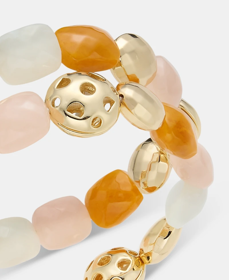 Style & Co Gold-Tone Two-Row Beaded Stretch Bracelet, Macy's Exclusive