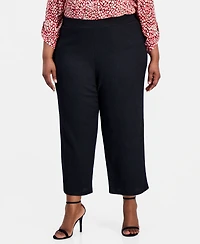Anne Klein Plus Mid-Rise Wide-Leg Pull-On Pants