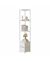Yigii 63.4'' Tall 6-Tier Corner Shelf Stand with Storage Fabric Drawers Freestanding for Living Room Bedroom Kitchen Bathroom