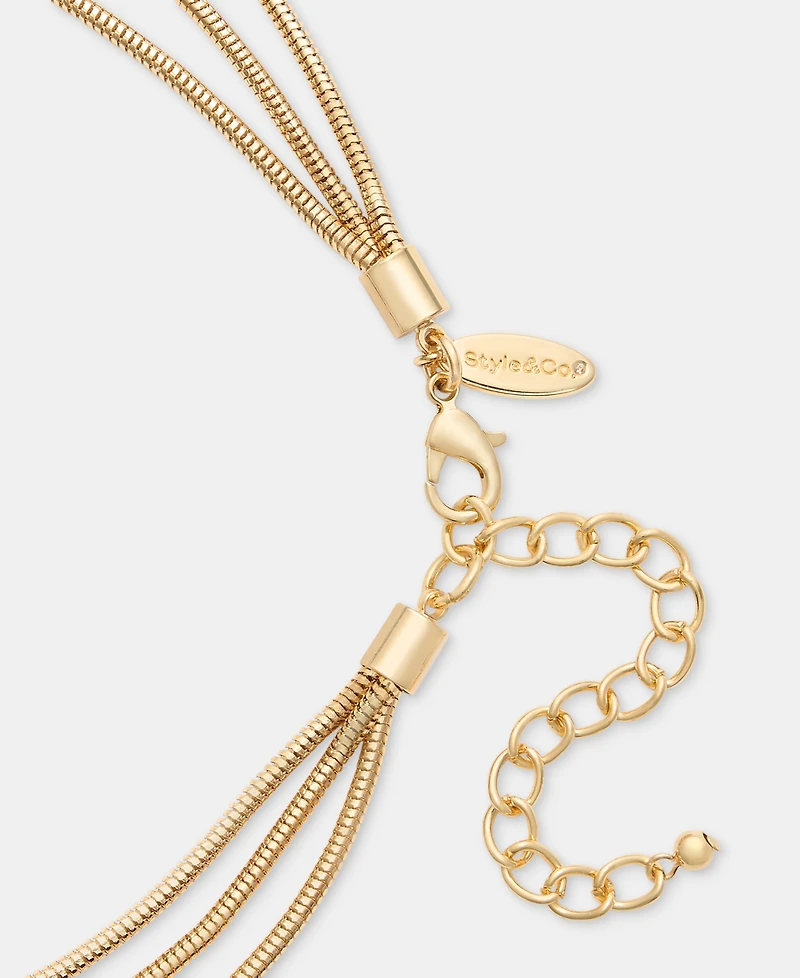 Style & Co Gold-Tone Beaded Three-Layer Necklace, Macy's Exclusive