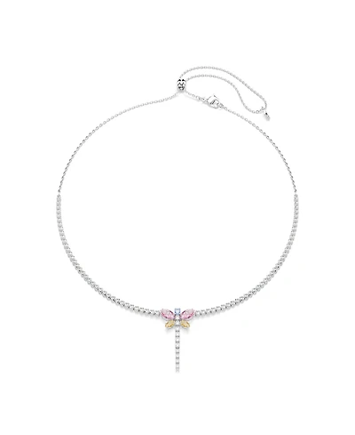 Ariana Grande x Swarovski Y Necklace, Mixed Cuts, Dragonfly, Multicolored, Rhodium Plated
