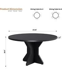 gaomon Round Dining Table, 47" Kitchen Table for 4-6 People, Circle Tables with Sturdy Pedestal Base, Space Saving Dinning Room Furniture