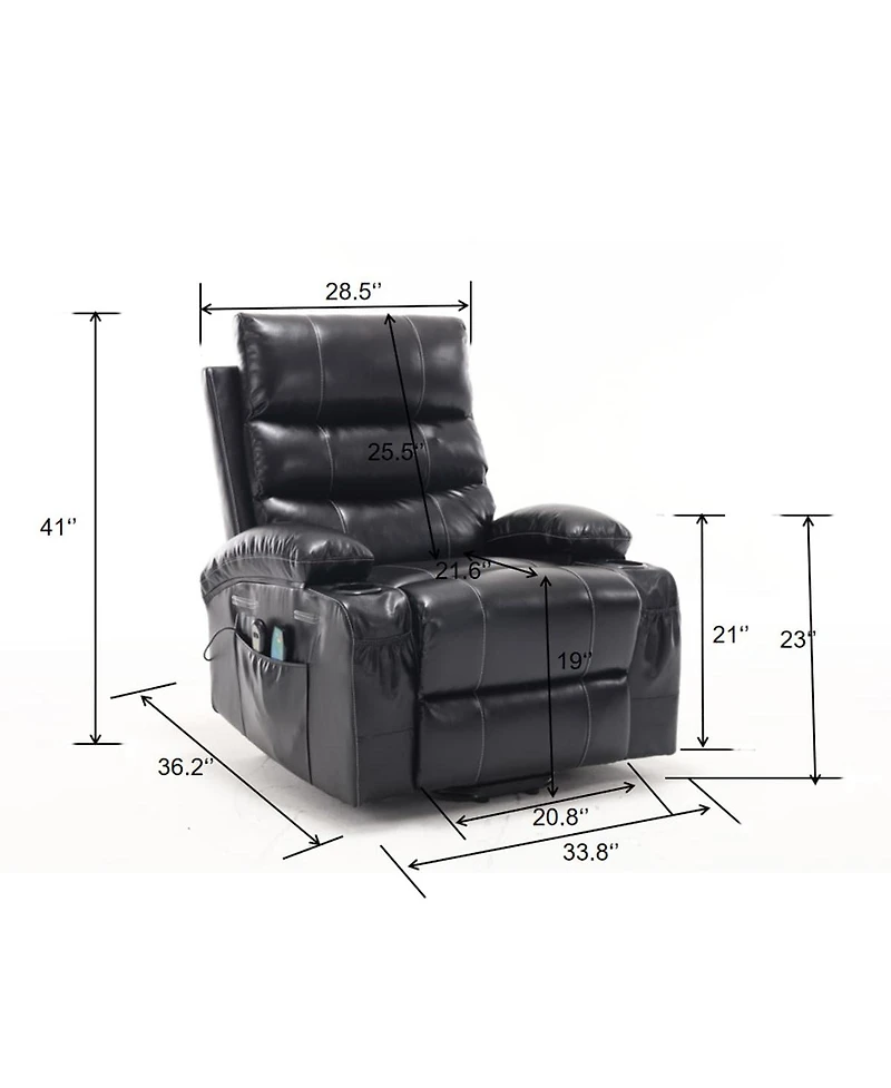 Maison Boucle Power Lift Recliner Chair for Elderly with Heat and Massage, Faux Leather Electric Reclining Remote Control.