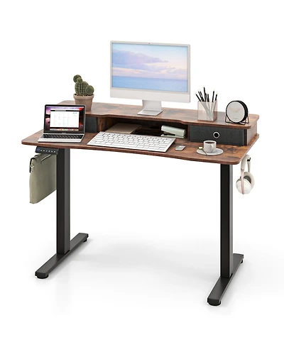Sugift Height Adjustable Electric Standing Desk with Two Drawers
