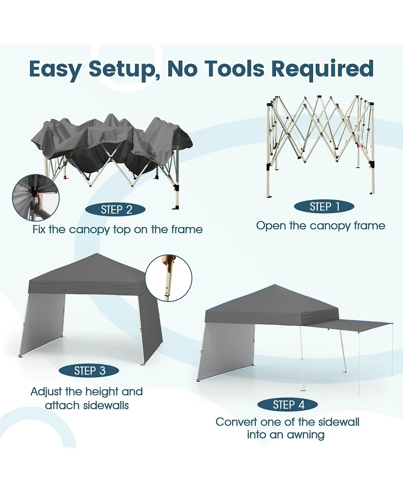Sugift 14 x 9.2 ft Pop Up Canopy Tent with Convertible Awning Sidewalls