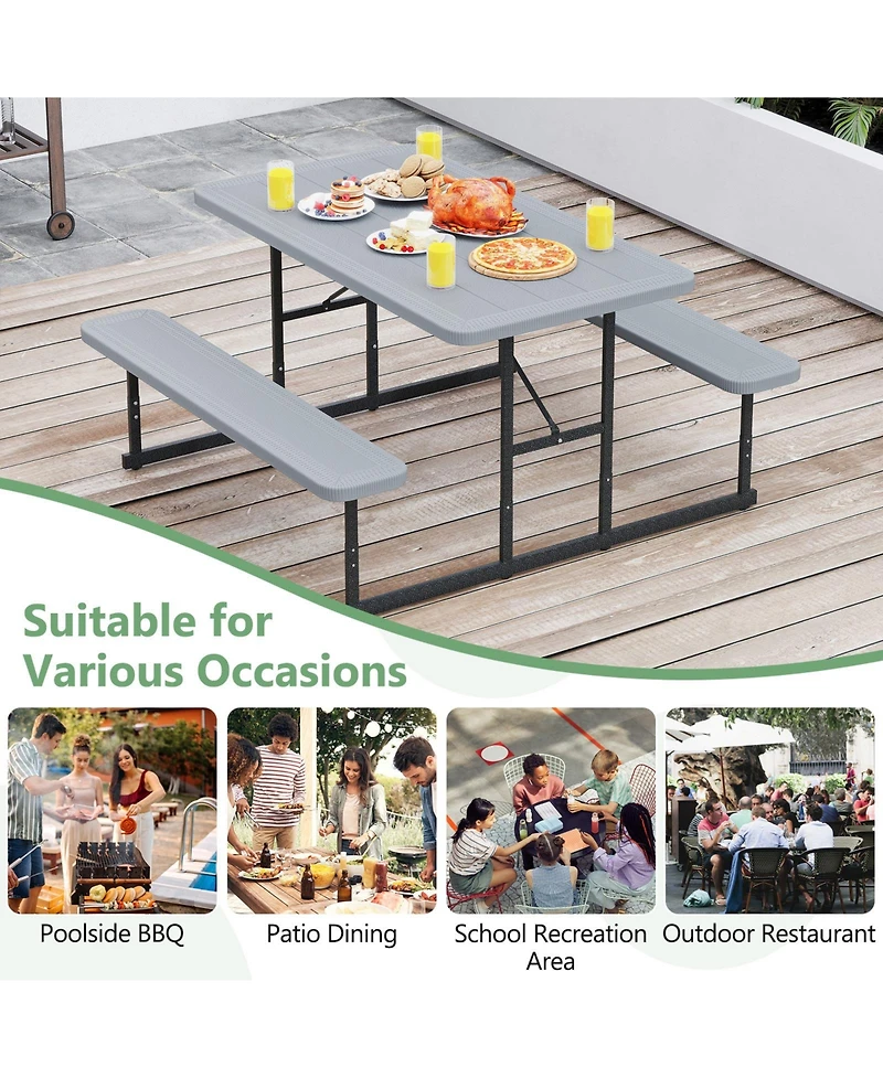 Sugift Outdoor Picnic Table Bench Set for Two to Four People