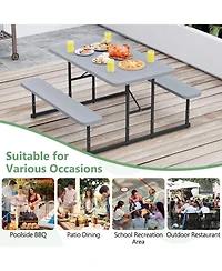 Sugift Outdoor Picnic Table Bench Set for Two to Four People