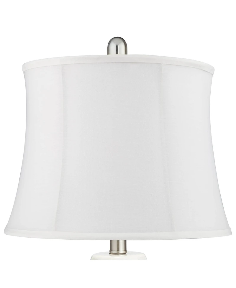 360 Lighting Modern Coastal Table Lamps 24 1/2" High Set of 2 Ceramic Led White Softback Drum Shade for Bedroom Living Room House Nightstand