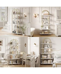 gaomon 2Pcs 71" Bookshelf 5 Tier Bookcase Arched Display Racks Tall Bookshelf Freestanding Open Storage Shelf