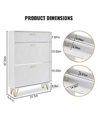 Sugift Shoe Cabinet with 3 Flip Drawers, Entryway Shoe Storage Organizer for Living Room