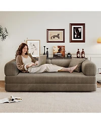 Rainsken 78.8" Corduroy Convertible Sofa Bed, 2-Seater Loveseat Sleeper with Pillow Back, Boneless Modular Sectional for Living Room