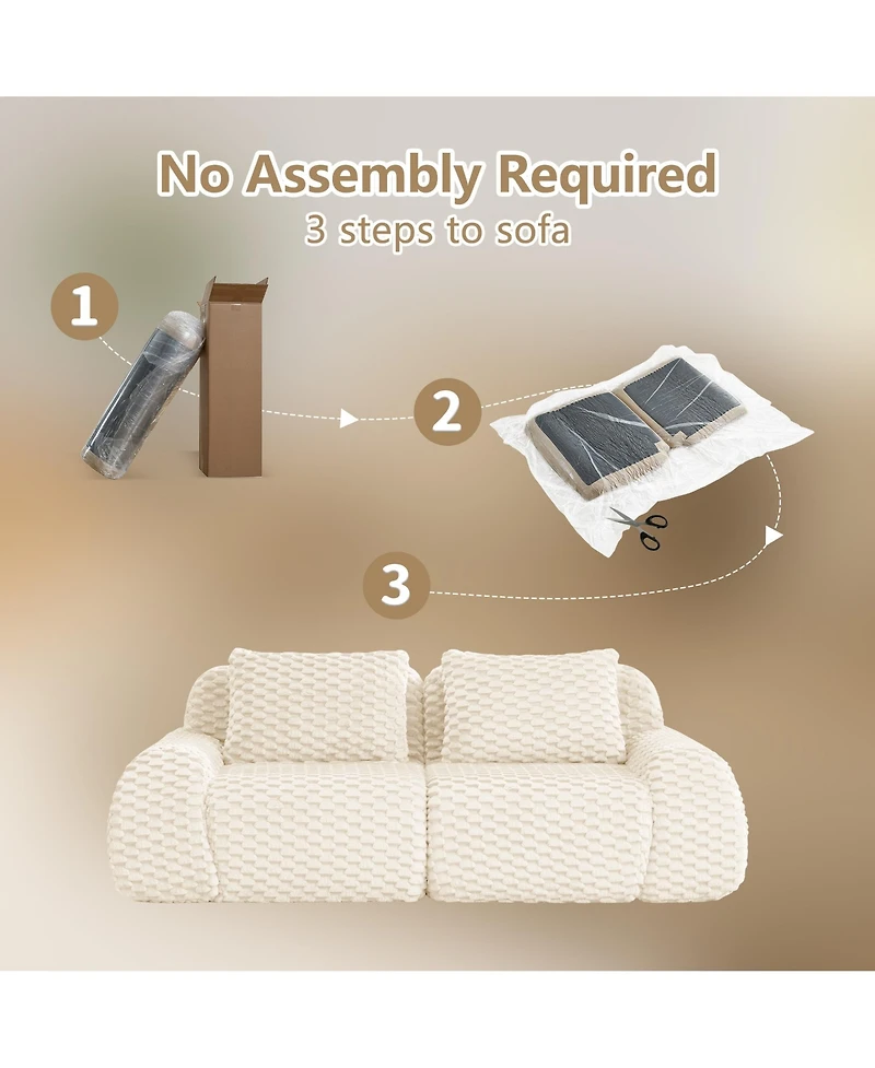 Rainsken 82" Modern Modular Sofa, Soft Flannelette 2-Seater Couch with Deep Seat and Anti-Slip Base for Living Room