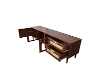 sumyeg 70 inch Tv Stand for TVs up to 80" with App Controlled Led Lights, 2 Drawers & Glass Door Storage, Modern Media Console for Living Room