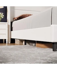 Homfan Upholstered Platform Bed Frame with Soft Headboard - Reinforced Wooden Slats