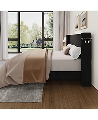 Homfan Upholstered Platform Bed Frame with Soft Headboard - Reinforced Wooden Slats
