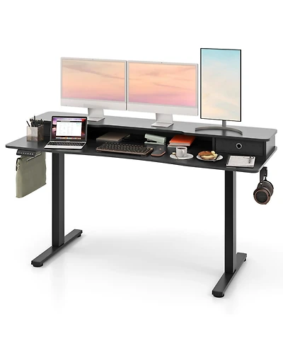 Slickblue Height Adjustable Electric Standing Desk with 2 Drawers