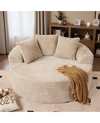 Xizzi 58" Oversized Round Lounge Chaise, No Assembly Required, Cloud Large Indoor Circle Chair, Fluffy Modern Sleeper Sofa Bed for Living Room