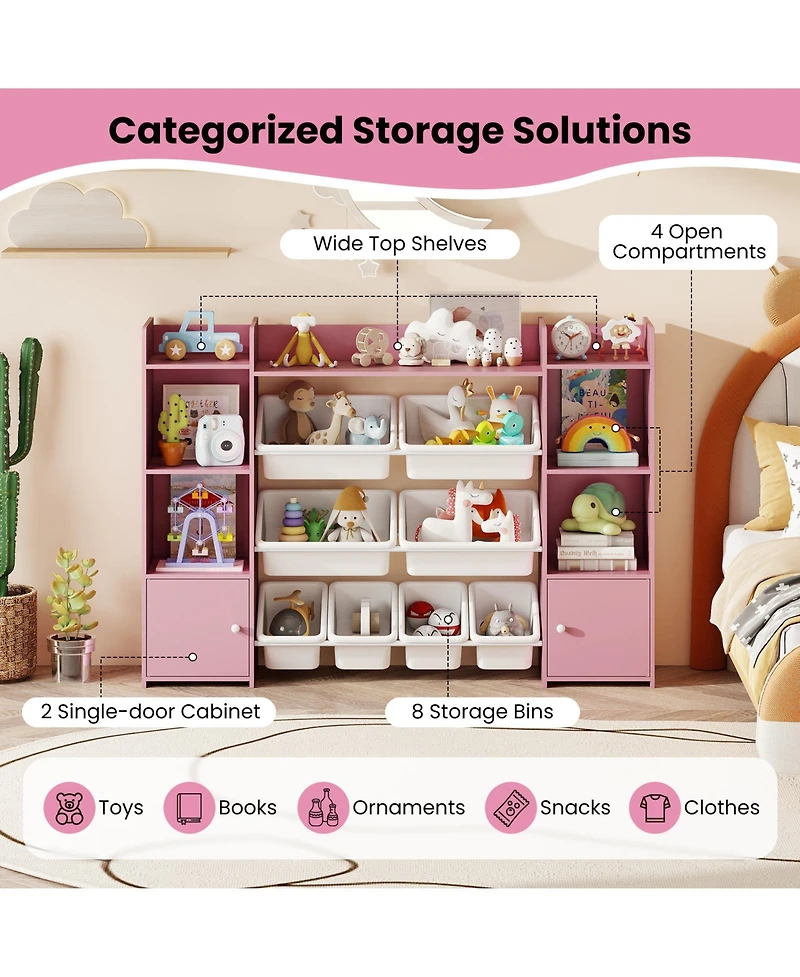 Sugift 56 in Large Kids Toy Storage Organizer with Bins and Bookshelf