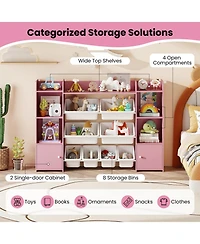 Sugift 56 in Large Kids Toy Storage Organizer with Bins and Bookshelf
