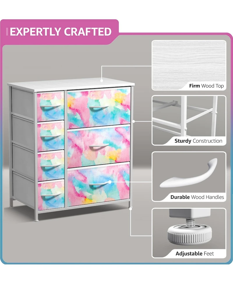 Sorbus 7 Drawers Dresser With Steel Frame, Wood Top, Handles - Storage For Bedroom, Home, Etc