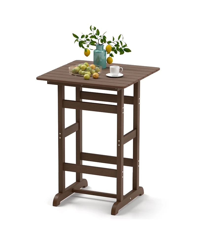 sumyeg 30-Inch Square Bar Table with Slatted Top for Patio or Poolside Dining