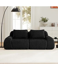 Rainsken Contemporary 82" Modular Sofa, Flannelette Upholstered 2-Seater Couch with Deep Seat and Anti-Slip Design for Living Room