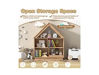 Slickblue House-Shaped 3-Tier Toy Organizer with Open Storage Shelves