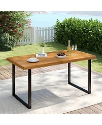 Sugift Acacia Wood Rectangular Dining Table for Six People