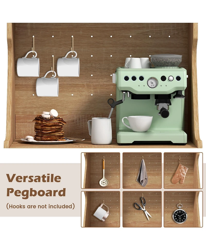 Sugift Coffee Bar Cabinet with Pegboard Drawer and Adjustable Shelf