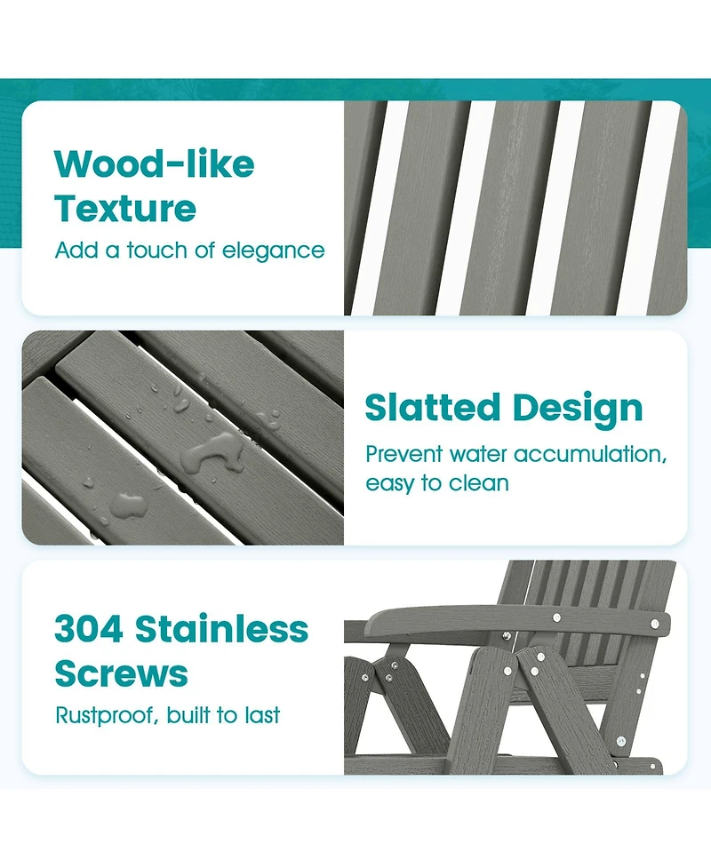 Sugift Foldable All Weather Hdpe Patio Dining Chair with Armrests