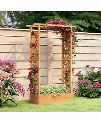 Sugift 70 in Wooden Raised Garden Bed with Lattice Trellis