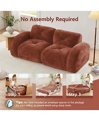 Rainsken 80" Velvet Modular Loveseat Sofa, 2-Seater Tufted Couch with 32D High-Density Sponge and Anti-Slip Bottom for Living Room