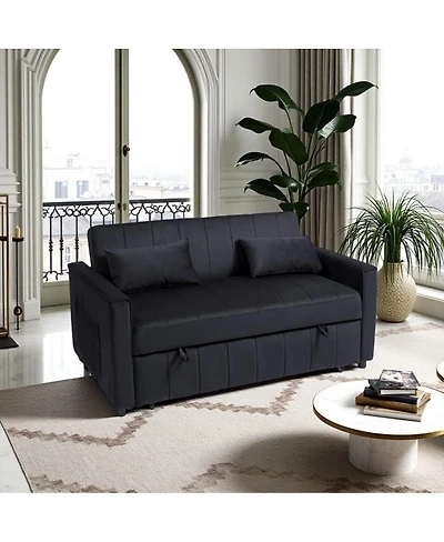 Maison Boucle Convertible Sleeper Sofa Bed with Pull-Out Bed, Adjustable Backrest & Pillows, Small Space Velvet Loveseat Couch-Maison Boucle