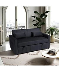 Maison Boucle Convertible Sleeper Sofa Bed with Pull-Out Bed, Adjustable Backrest & Pillows, Small Space Velvet Loveseat Couch-Maison Boucle