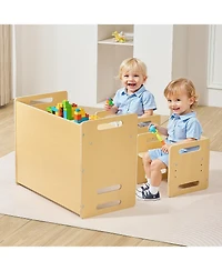 Sugift Montessori Weaning Table and Chair Set, Adjustable Height, Wooden for Toddler