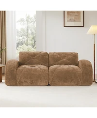 Rainsken 80-Inch Velvet Tufted 2-Piece Modular Sectional Loveseat Sofa