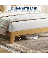 Homfan Bed Frame with Rattan Headboard, Platform Bed Frame with Led Lights