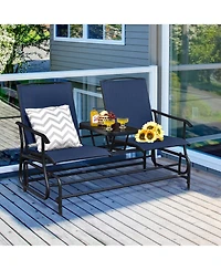 Gymax 2 Person Outdoor Patio Double Glider Chair Loveseat Rocking